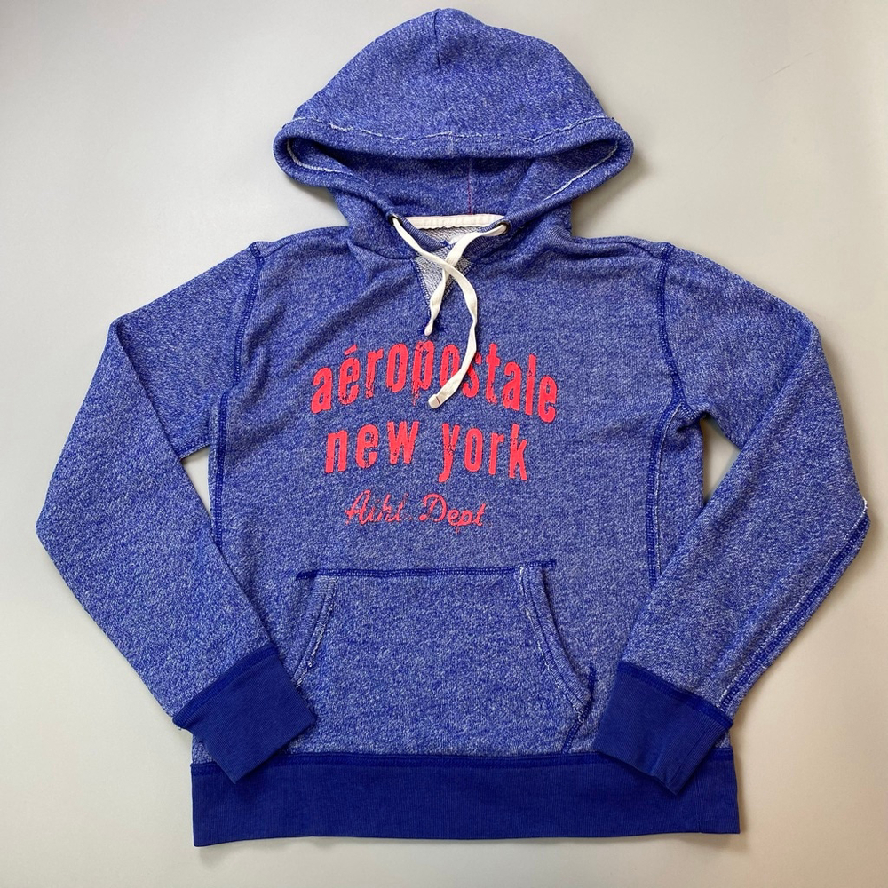 Aeropostale Hoodie Womens Small Blue Pink Y2K Mallcore Indie Sleaze Collegiate